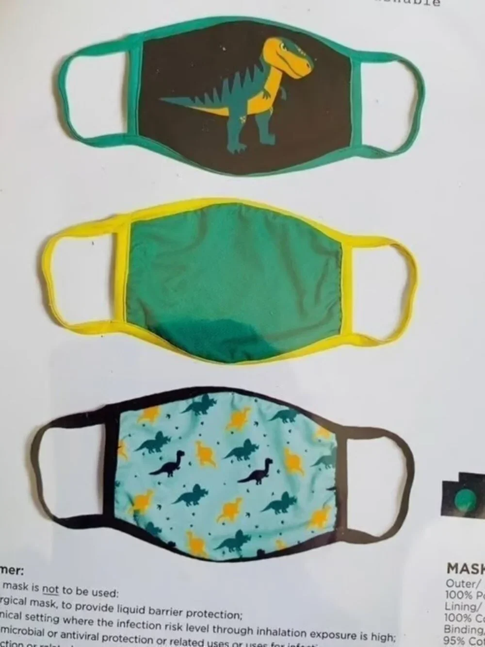 Addie&Tate 3pack Kids Facecover Masks